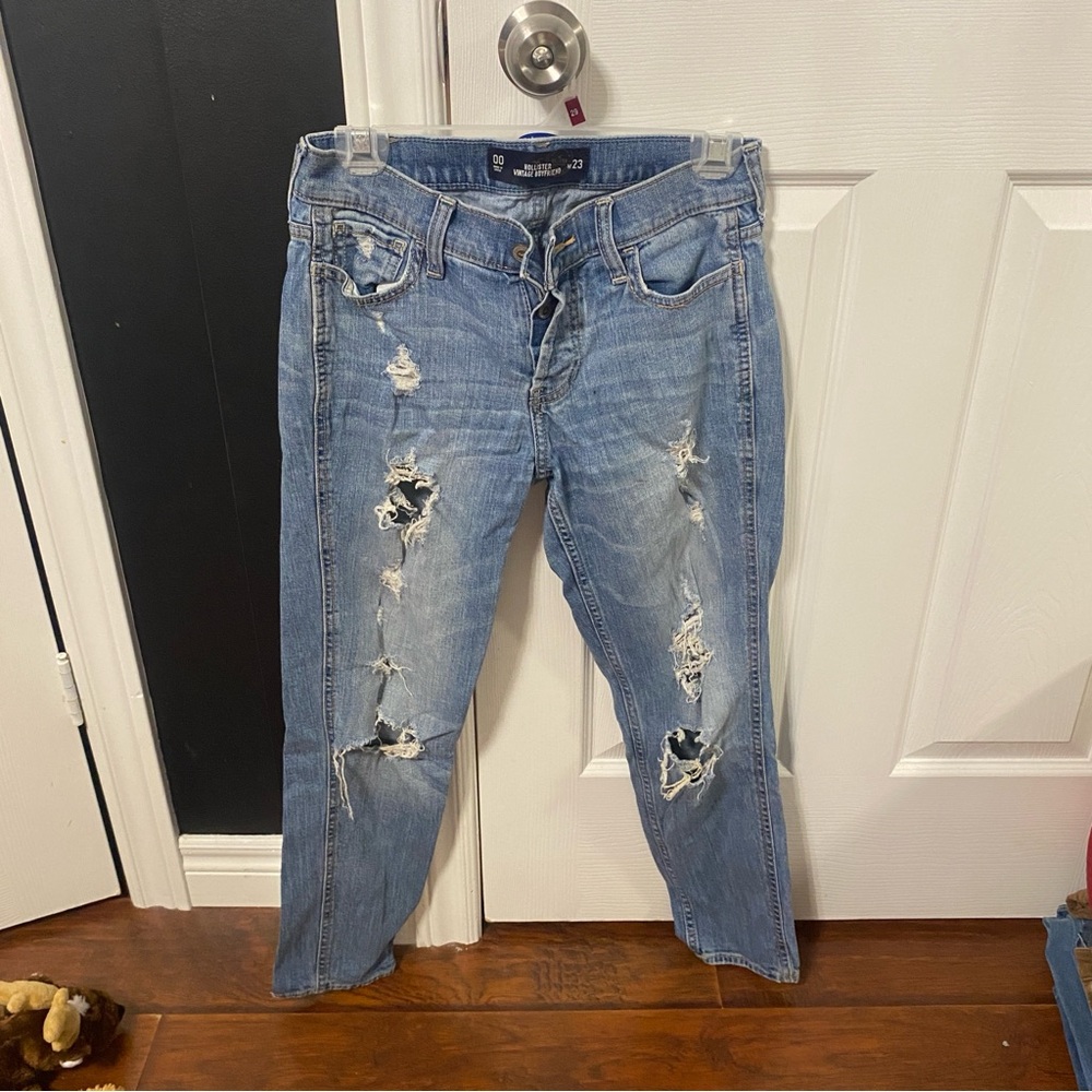 Hollister Light Blue Distressed Boyfriend Jeans
